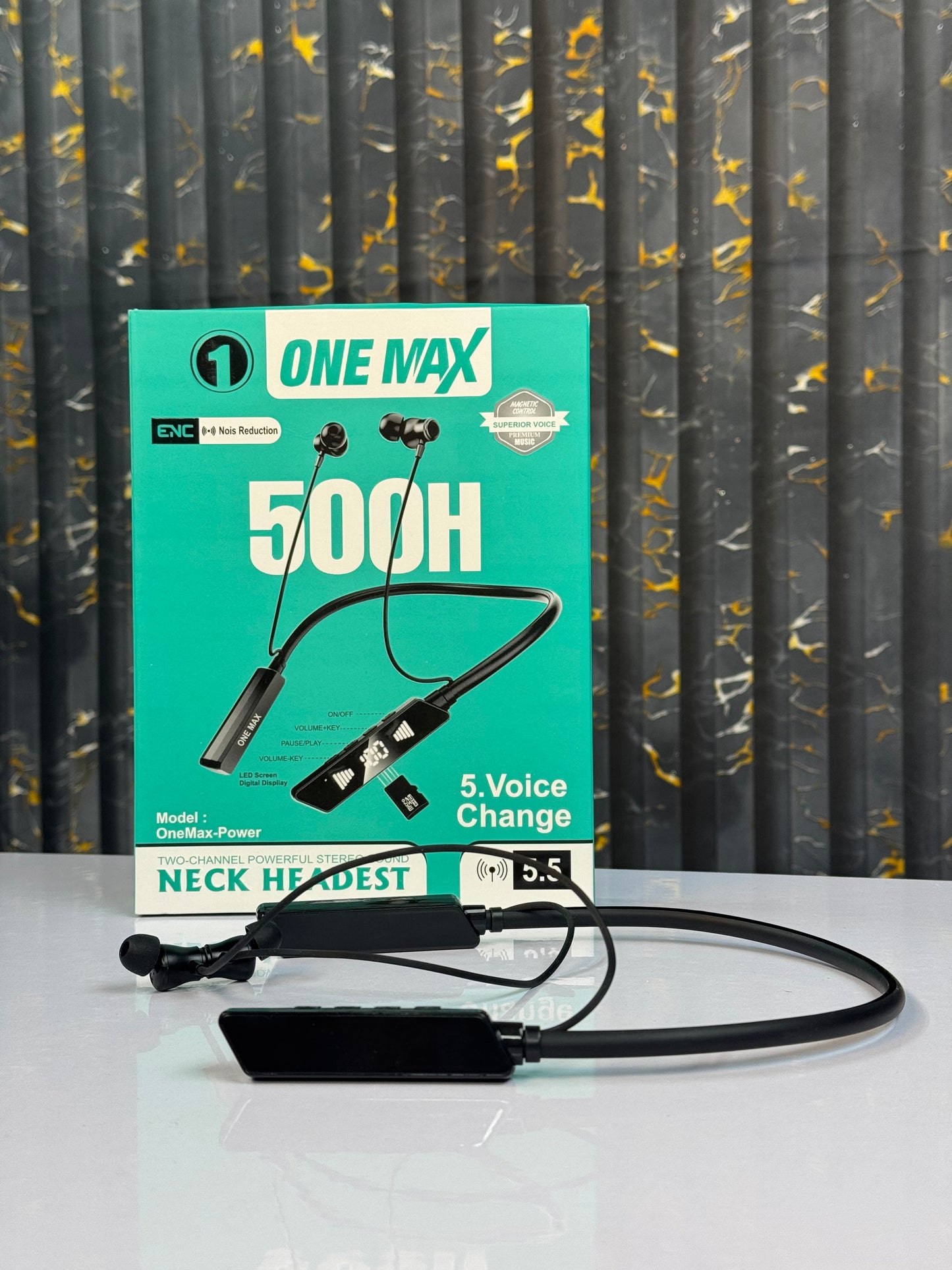 ONE MAX 500H ENC Neckband Headset with 5 Voice-Changing Modes and LED Display