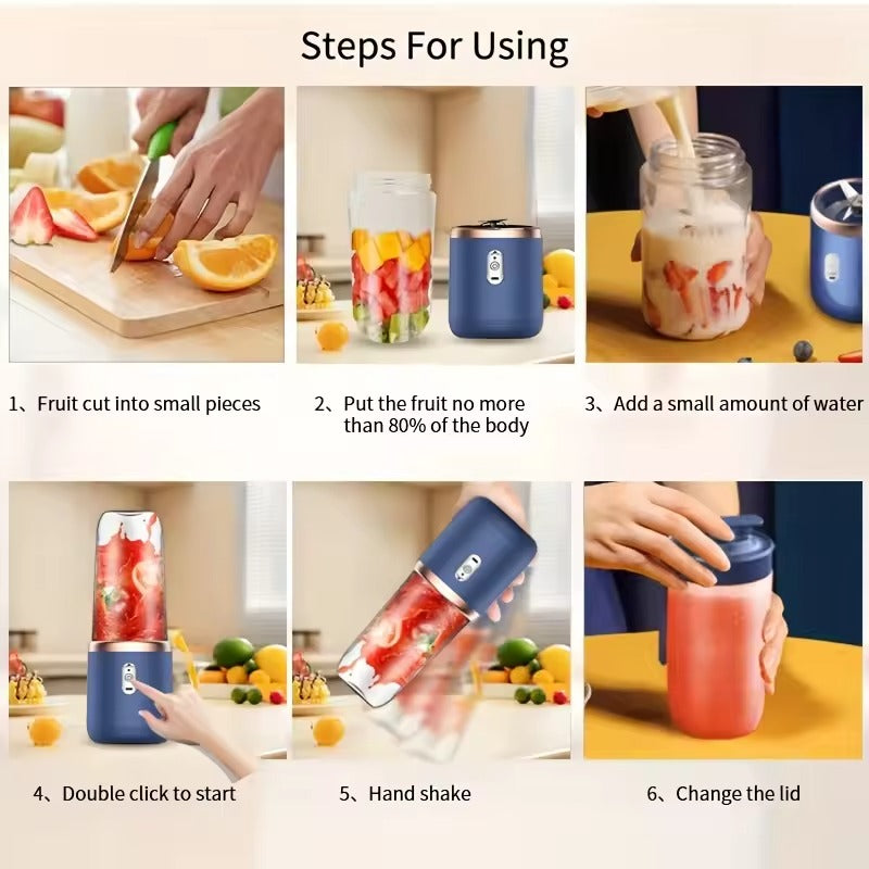 Mini Portable Rechargeable Juicer 400ml Juice Cup Free