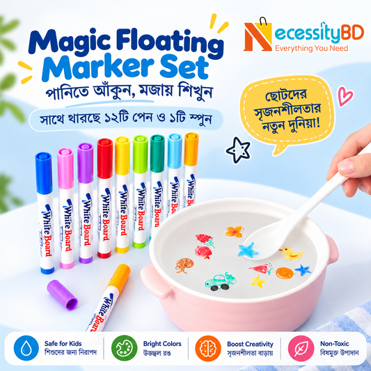 12 Colors Magical Water Floating Markers Pen With Spoon Magic Water Floating Pen Set