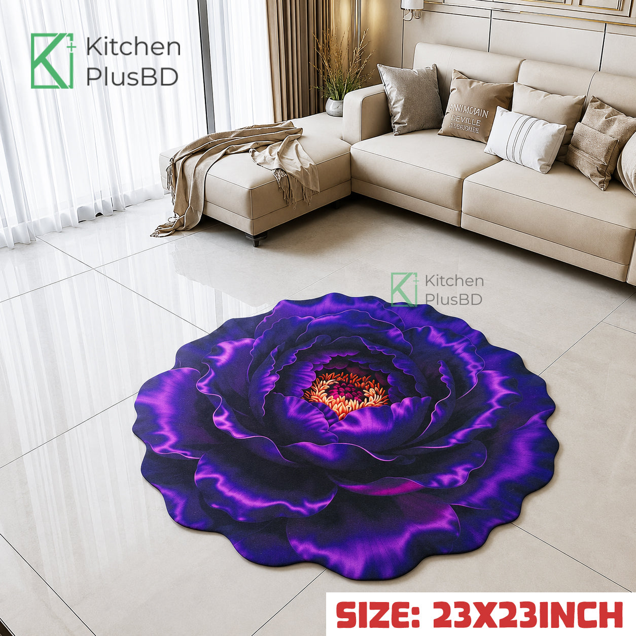 3D Soft Non Slip Floor Mat Purple 009