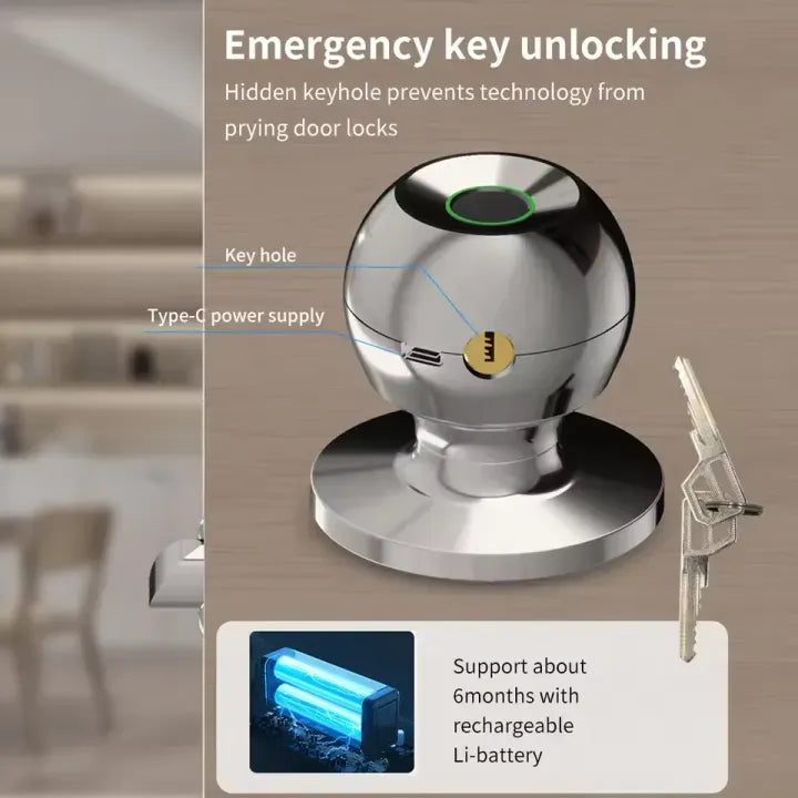 Smart Fingerprint Door Lock with Tuya App Control