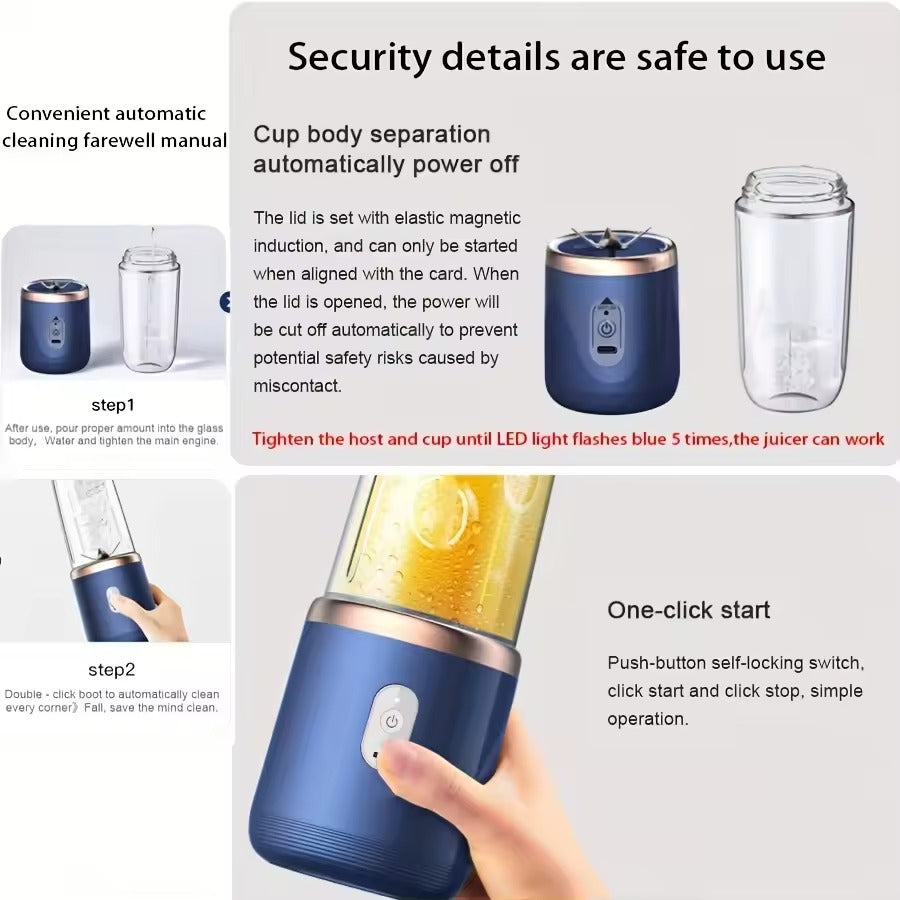 Mini Portable Rechargeable Juicer 400ml Juice Cup Free