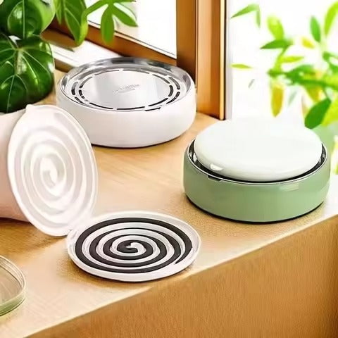 Fireproof Creative Sandalwood Coil Holder Box With Cover Lid