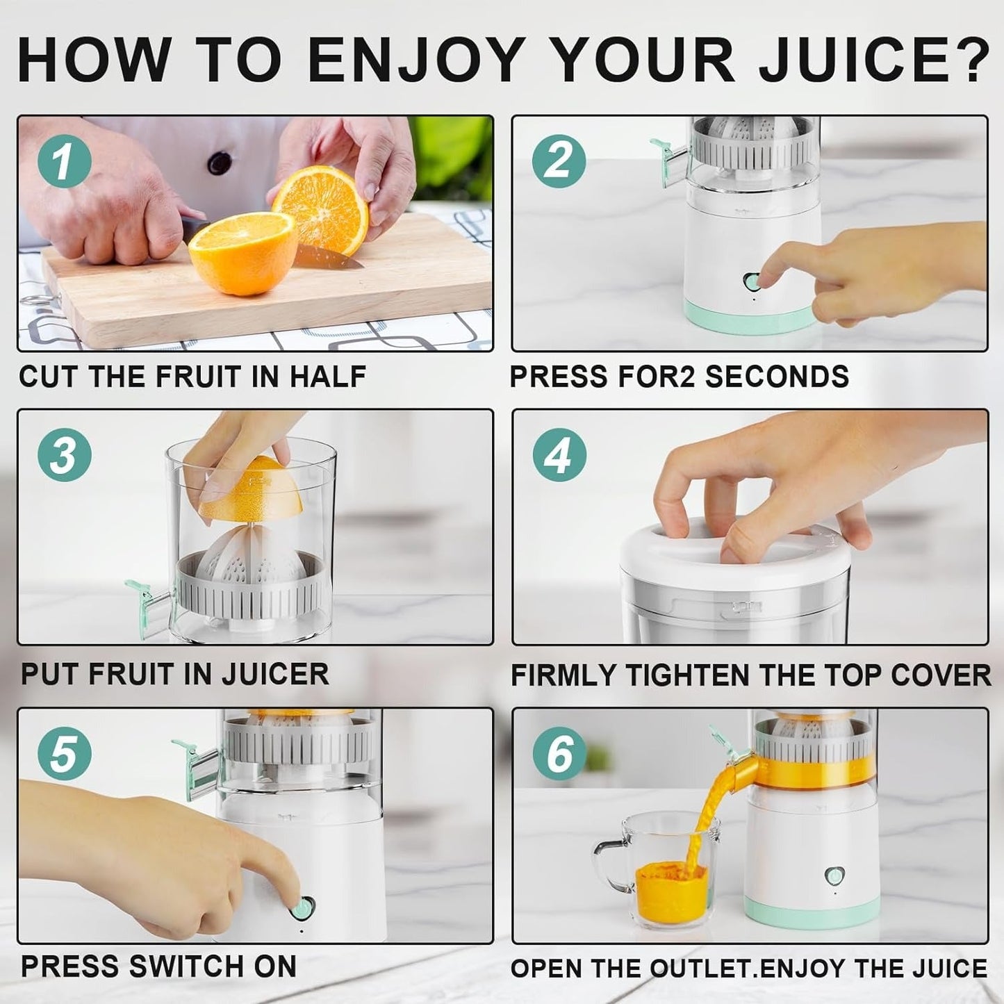 Rechargeable Citrus Juicer Machine Orange Lemon  Fruit Press Portable Juicer