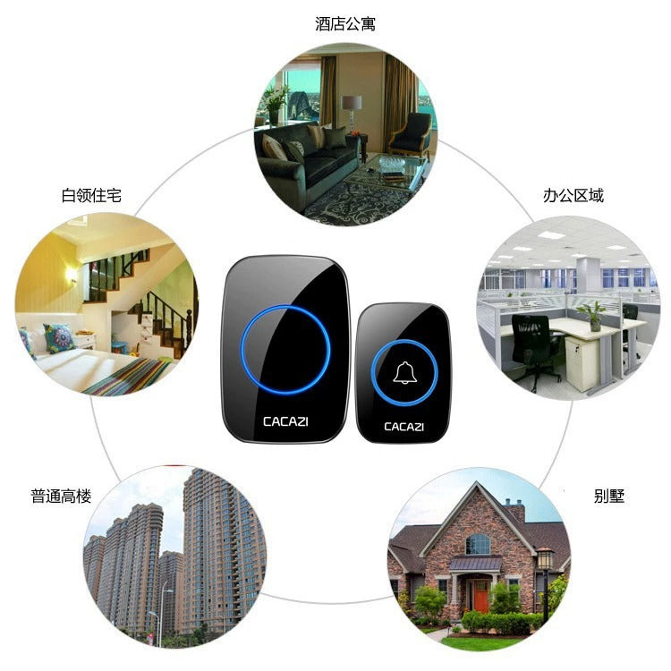 CACAZI A06 Door Bell DC Battery-Operated Wireless Doorbell 300M Remote 36 Ringtone
