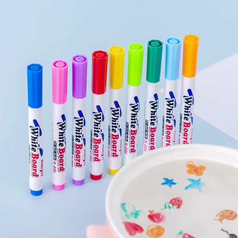 12 Colors Magical Water Floating Markers Pen With Spoon Magic Water Floating Pen Set
